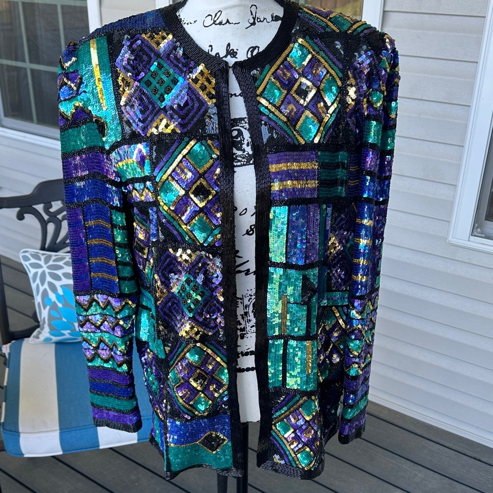 Sequin Jacket Fits Like A Medium. Euc- Vintage. - image 1
